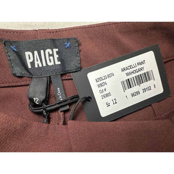 PAIGE Women's Aracelli Cuffed Hem High‎ Waist Dress Pants Mahogany SIZE 12 NWT - Picture 4 of 10